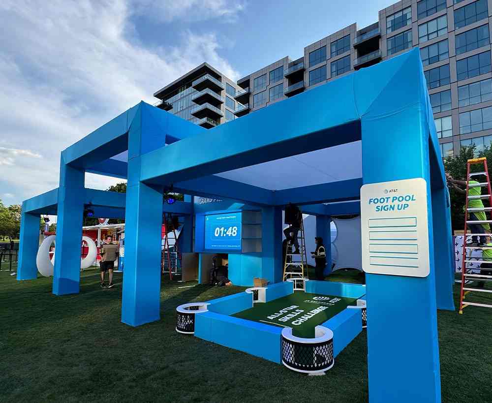 AT&T outdoor activation build, foot pool challenge